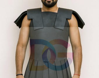Roman Warrior Leather Subarmail | Black Greek Linothorax Armor for LARP, Cosplay & Reenactment
