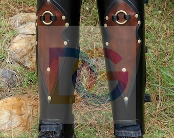 Handcrafted Medieval Greaves | Leather Leg Guards for LARP, SCA & Cosplay Armor