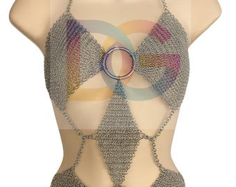 Handmade Aluminium Chainmail Bra Top | Viking Festival Armor