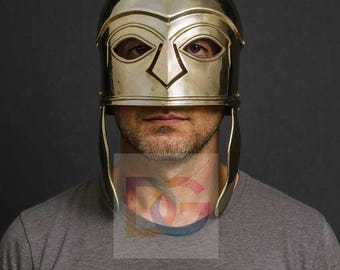Brass Apulo Corinthian Helmet | Medieval Greek Warrior Armor | Handmade Ancient for LARP, Cosplay Reenactment