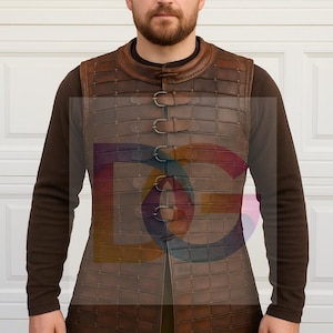 Medieval Leather Brigandine Armor Vest | Handmade Warrior Chest Protector | LARP & Cosplay Battle Armor image 1