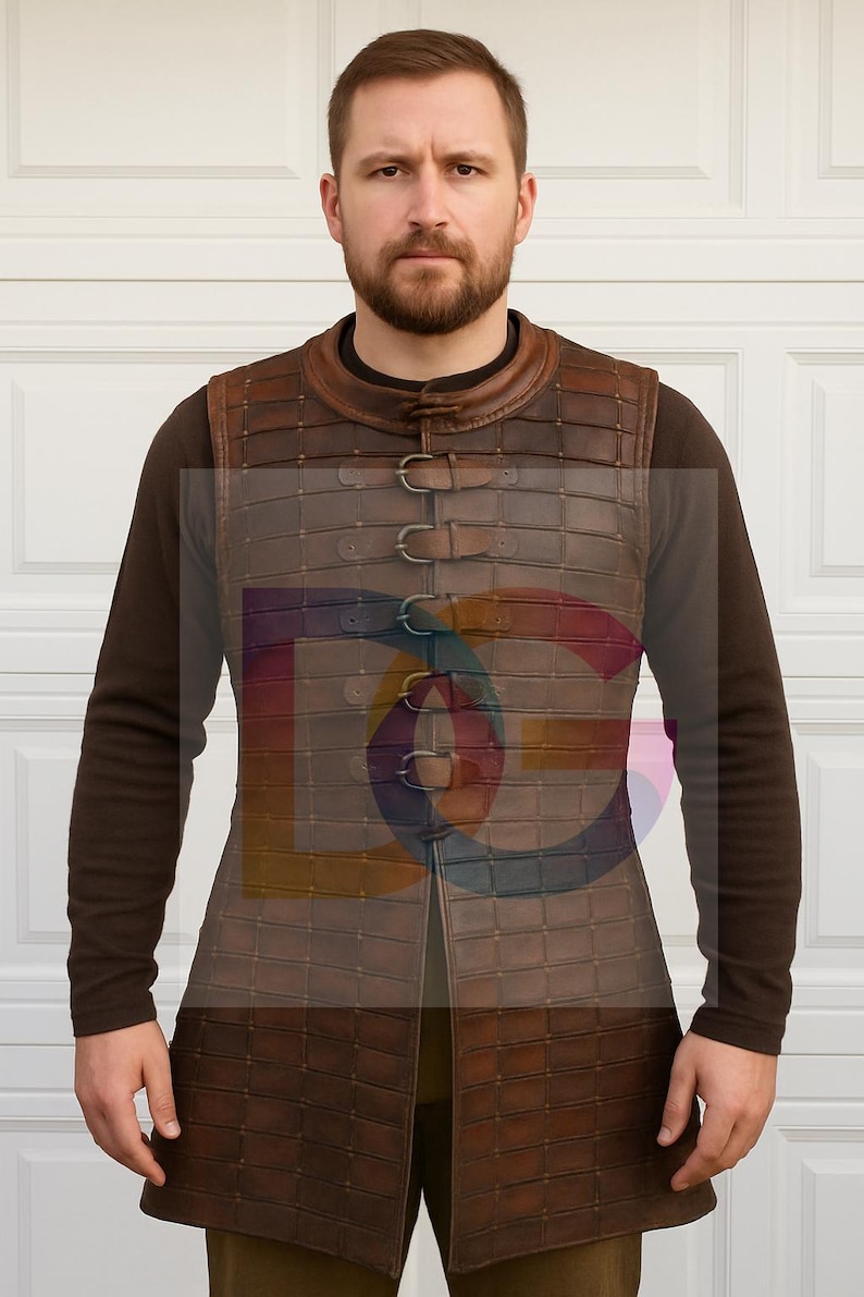 Medieval Leather Brigandine Armor Vest | Handmade Warrior Chest Protector | LARP & Cosplay Battle Armor image 1