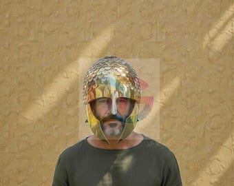 Handmade Medieval Greek Composite Helmet | Knight Warrior Armour Helm | LARP Reenactment Gear