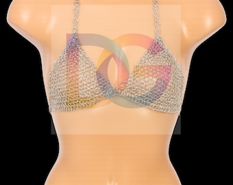 Chainmail Bikini Top | 10mm Butted Chain Mail Bra | Swimwear, Beachwear, Cosplay & Halloween Outfit