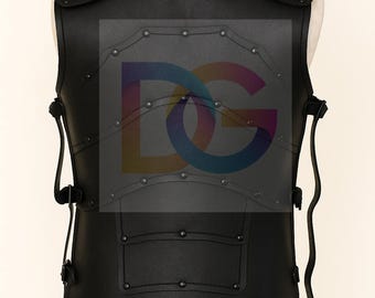 Medieval Viking Torso Armor | Black Leather Breastplate for LARP, Cosplay & Reenactment