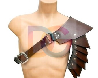 Genuine Leather Medieval Shoulder Guard | LARP SCA Pauldron Armor | Articulated Cosplay Armor Handmade