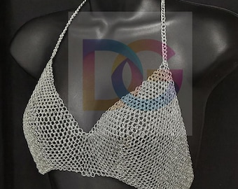 Handmade Aluminum Chainmail Bra Top – Medieval Fantasy Festival Bikini Armor
