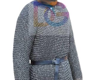 Handmade Riveted Aluminum Chainmail Shirt – Medieval Chain Mail Hauberk Large Size LARP Reenactment Armor