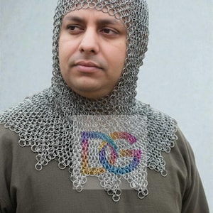 Chainmail Hood 10mm 16G Butted Rings | Medieval Armor Coif for LARP Reenactment
