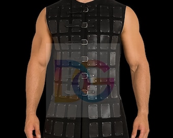 Medieval Leather Brigandine Vest | LARP SCA Warrior Armor | Fantasy Body Armor for Men