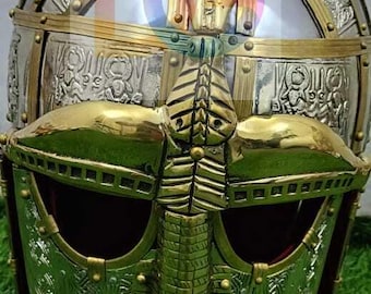 Sutton Hoo Helmet Replica – Medieval Anglo-Saxon Artifact, Burial Ship Helmet, Historic Ornament Collectible