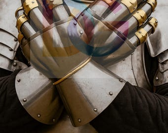 Handcrafted 16 Gauge Steel Hourglass Gauntlets | Medieval Princely Armour Gloves | SCA Combat Wearable