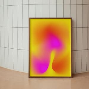 Impression Aura granuleuse jaune rose, Faites confiance au processus, Affiche Aura rétro, Art mural spirituel, Affiche d’affirmation dégradé rose Téléchargement instantané