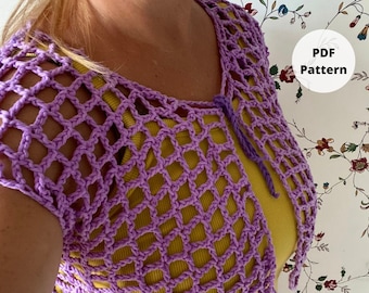 かぎ針編みのサマーベストのパターン - 70年代のかぎ針編みのパターン - かぎ針編みのボレロ - かぎ針編みのマント - かぎ針編みのレースのトップスのパターン - かぎ針編みのカーディガン - ニットトップス