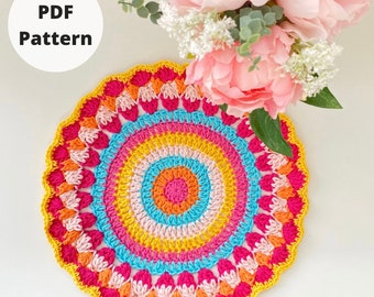 Modèle mandala au crochet - mandala au crochet - sous-verre mandala - motif sous-verre au crochet - taie d'oreiller au crochet - motif PDF - napperon au crochet