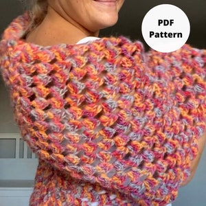 Easy Shawl Pattern - Boho Crochet Shawl - Crochet Shawl Pattern - Xmas Crochet Pattern - Crochet Wrap Top - Triangle Shawl - Trendy Crochet