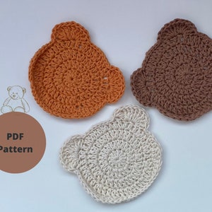 Crochet Coaster Pattern - Knit Bear Pattern - Autumn Coaster - Crochet Panda Bear - Fast Crochet Pattern - Crochet Gift - Farmhouse Crochet