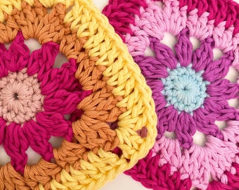 Daisy Granny Square - Flower Granny Square Pattern - Boho Crochet Blanket - Crochet Daisy Blanket - Crochet Daisy Coaster - Crochet Afghan
