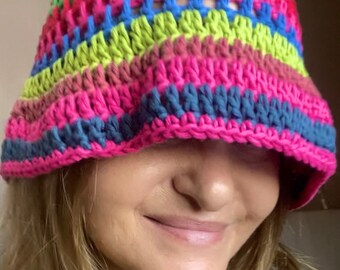 Patrón de gorro de crochet fácil - Patrón de gorro de pescador - Gorro playero de crochet para mujer - Patrón rápido de gorro vintage para el sol - Gorro hippie retro de crochet