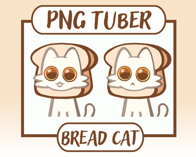 Bread Cat Pngtuber Cute Vtuber Model Chibi Kitty Twitch Youtube Stream