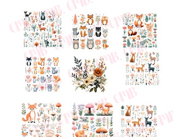 Woodland Floral Clipart Bundle: Fantasy Creature PNG, SVG (Digital Download), CA23