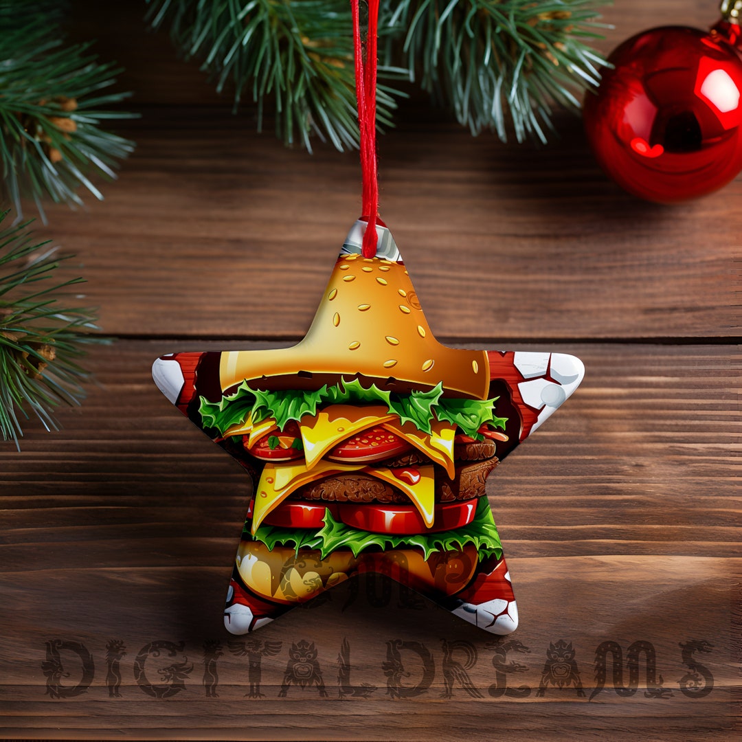 Mu23 Paper Star Ornament Digital Mockup: Christmas Burger Design (digital Download ...