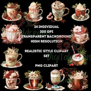 20 Hot Chocolate in Mug Clipart Bundle Christmas Hot Chocolate  Clipart Bundle , Christmas Drink PNG Hot cocoa Clipart  Trending PNG, CA23
