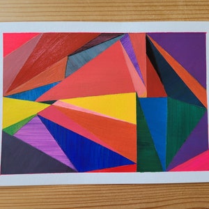 Stripy Triangles - A5 ORIGINAL geometric acrylic painting