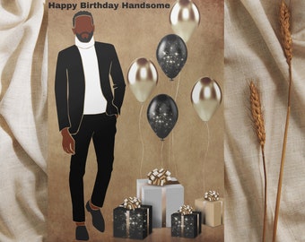 Happy Birthday Handsome Card For African American Men