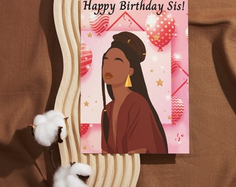 Happy Birthday Sis Card For African American Women