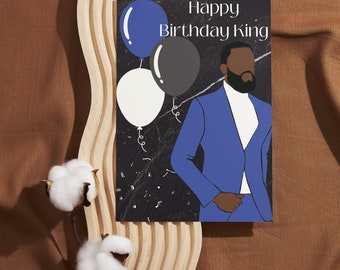 Carte de joyeux anniversaire King pour hommes afro-américains