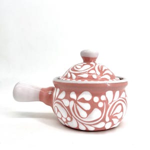 Elegant Mexican Ceramic Salsa Bowl with Handle