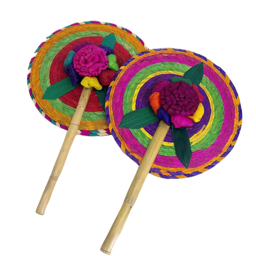 Palm Woven Fan With Large Corn Husk Flower - Etsy