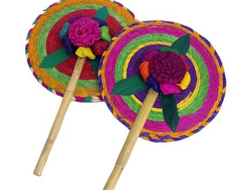 Palm Woven Fan with Large Corn Husk Flower