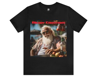 Santa Clause on Holiday - Merry Christmas T-Shirt- Unisex - Christmas T-Shirt - Santa at the Beach