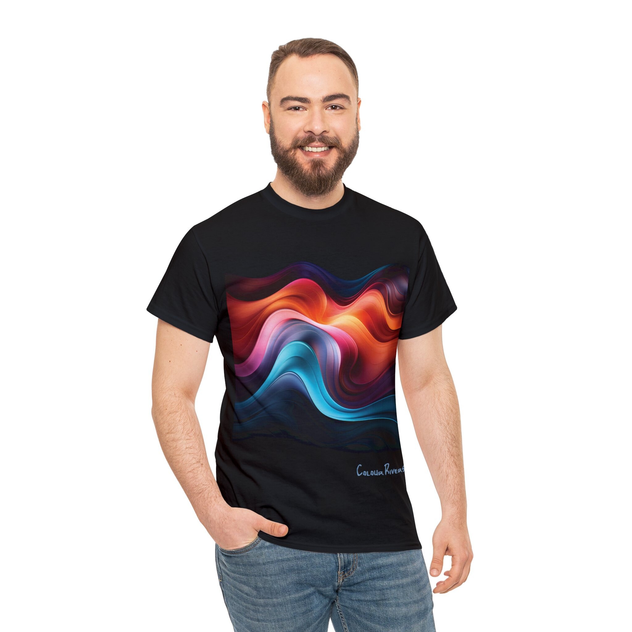 Colour Rivers - Stripes of Glory by MightySouls - Peaceful Waves - Unisex - Reflect Positivity through Energizing Wear - Color T-Shirt