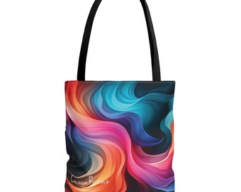 Colour Rivers Bag - Stripes of Glory by MightySouls - Soothing Whirls - Tote Bag (AOP) - Unisex - Reflect Positivity through Energizing Wear