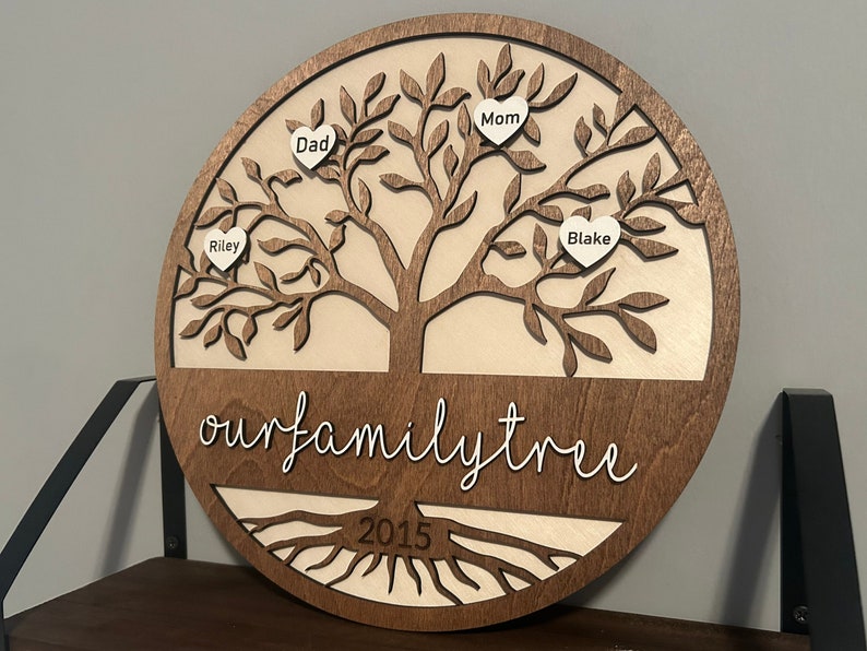 Personalized Family Tree, Family Tree Decor, Laser Cut Wood Family Tree