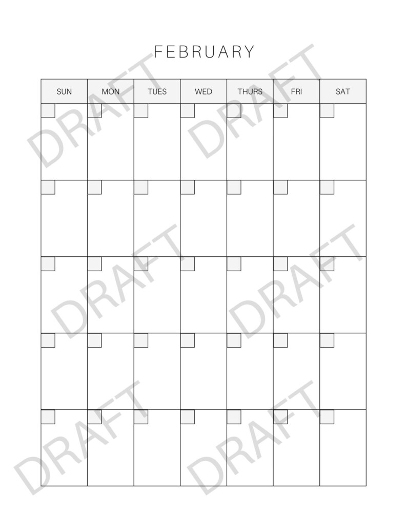 Printable Blank 12 Month Calendar - Etsy