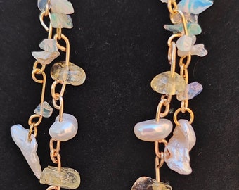 Opal, Citrine and Pearl earrings