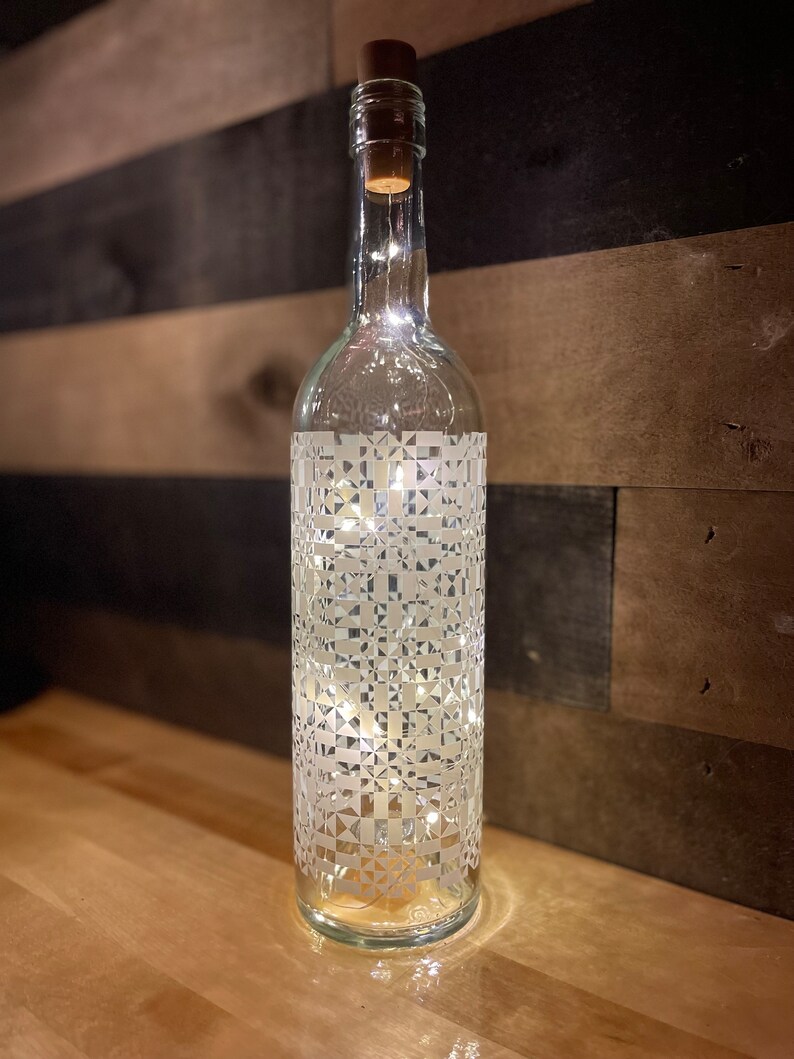 Patterned Wine Bottle Light image 1