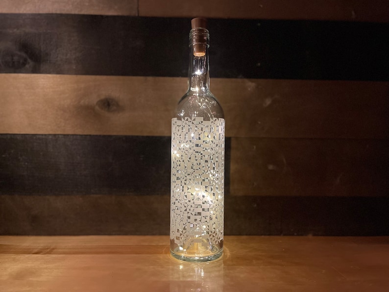 Patterned Wine Bottle Light image 2