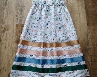 Handmade Floral Ribbon Skirt, Youth Size 7-9, Indigenous Made Clothing