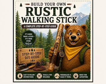 Build Your Own Rustic Walking Stick Crafts Guide | Step-by-Step DIY Wood Carving (Digital Download)