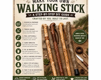 Machen Sie Ihren eigenen Gehstock Printable Guide | DIY-Wanderstab-Anleitung | Handwerkliche Aktivität im Freien | Rustikales Gehöft Projekt