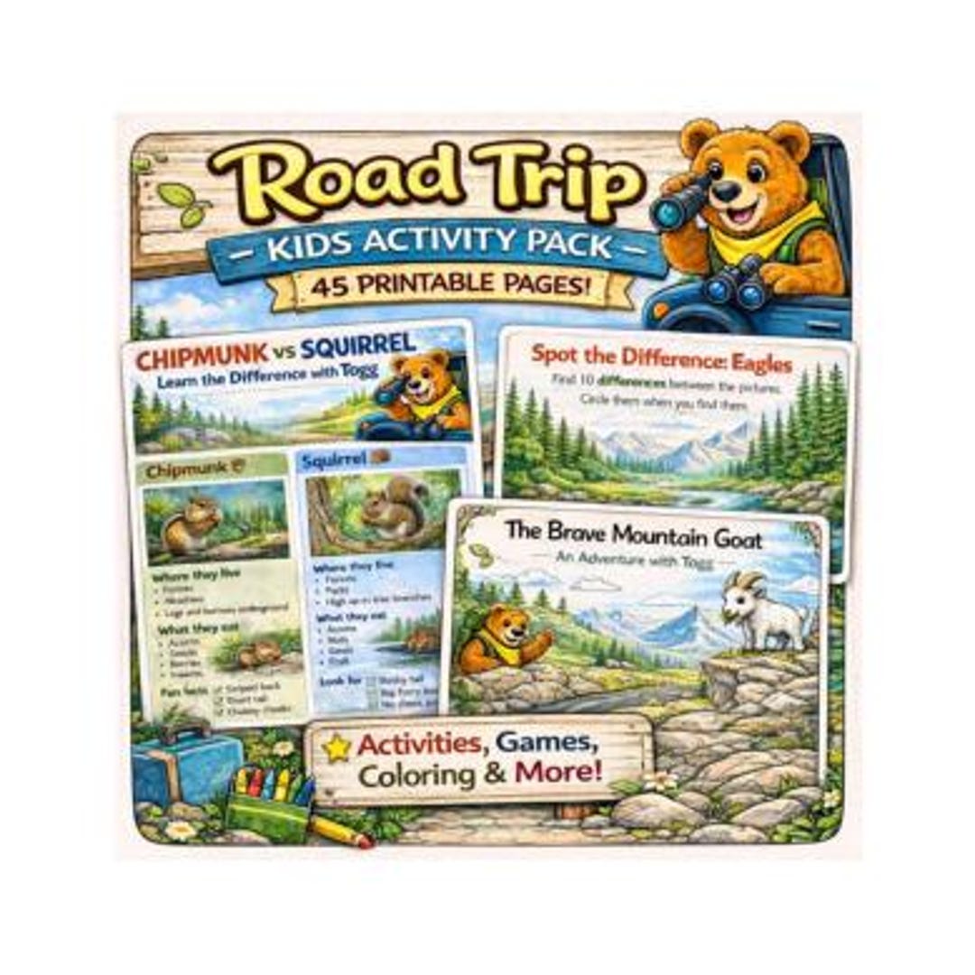 Road Trip Kids Activity Pack | 45 Printable Travel Games (digital ...