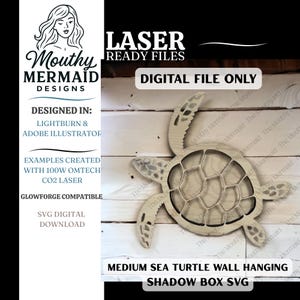 MEDELSTOR väggbonad med skugglåda av havssköldpadda, SVG för att samla hajtänder, kristaller, agater, havsglas och mer. [Endast digital fil]