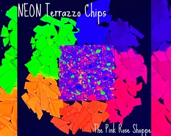 Neon Glow Terrazzo Chips, Neon Collection Colors, Terrazo Chips, Blacklight Glow in Dark, Jesmonite Coloring, Cement Coloring Cement Chips