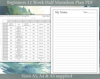 Half Marathon 12 Week Plan | Digital Printable PDF - Etsy UK