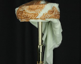 Mint Color Ready To Wear Traditional Yemeni Embroidered Imamah Shemagh Adjustable Perfect For Men & Children Unique Scarf Easy To Wear AC74